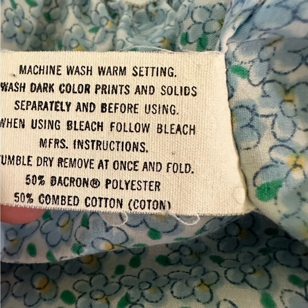 Vintage blue pink floral FULL size bed sheet set